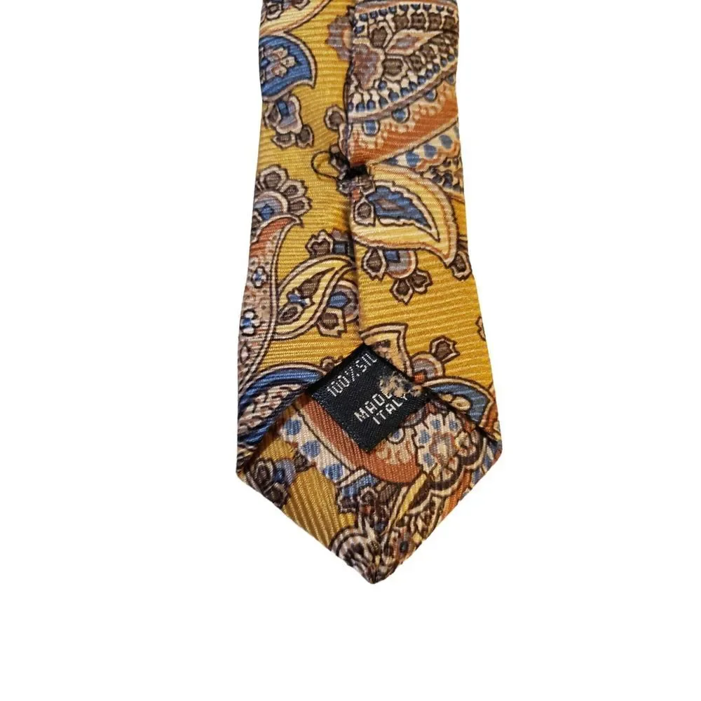 JOS. A.‎ BANK Signature Collection 100% Silk Tie Made in Italy Mustard Paisley
